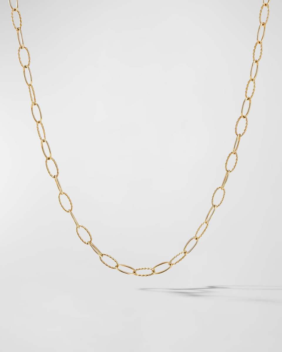 Elongated Oval Link Necklace in 18K Gold, 6mm, 36"L